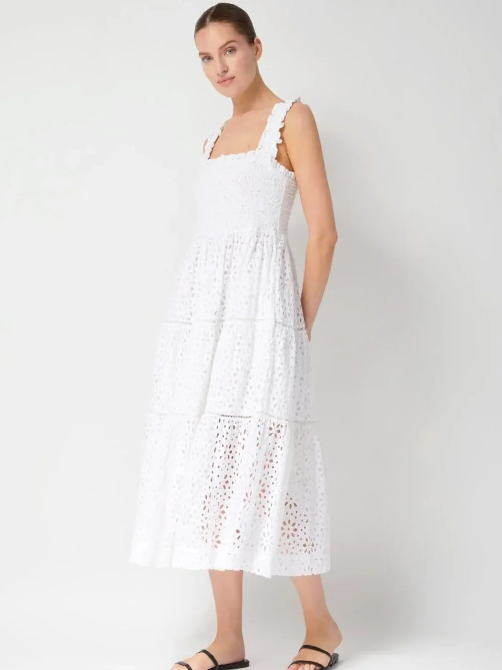 NWOT Change of Scenery Kristen Dress Fresh White Seaside Eyelet - XS/S - Picture 2 of 6